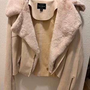 Haute Monde Cream Teddy Jacket Plush Collar